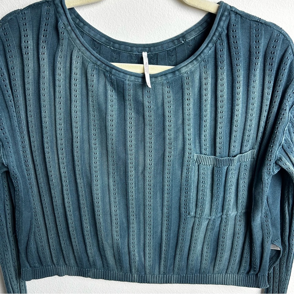 Free People Knit cropped boxy fit sweater distressing tie-dye look size: XS - Picture 2 of 10